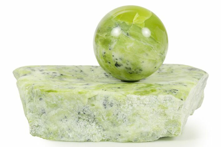 Polished Noble Serpentine Sphere with Base - Washington #367371